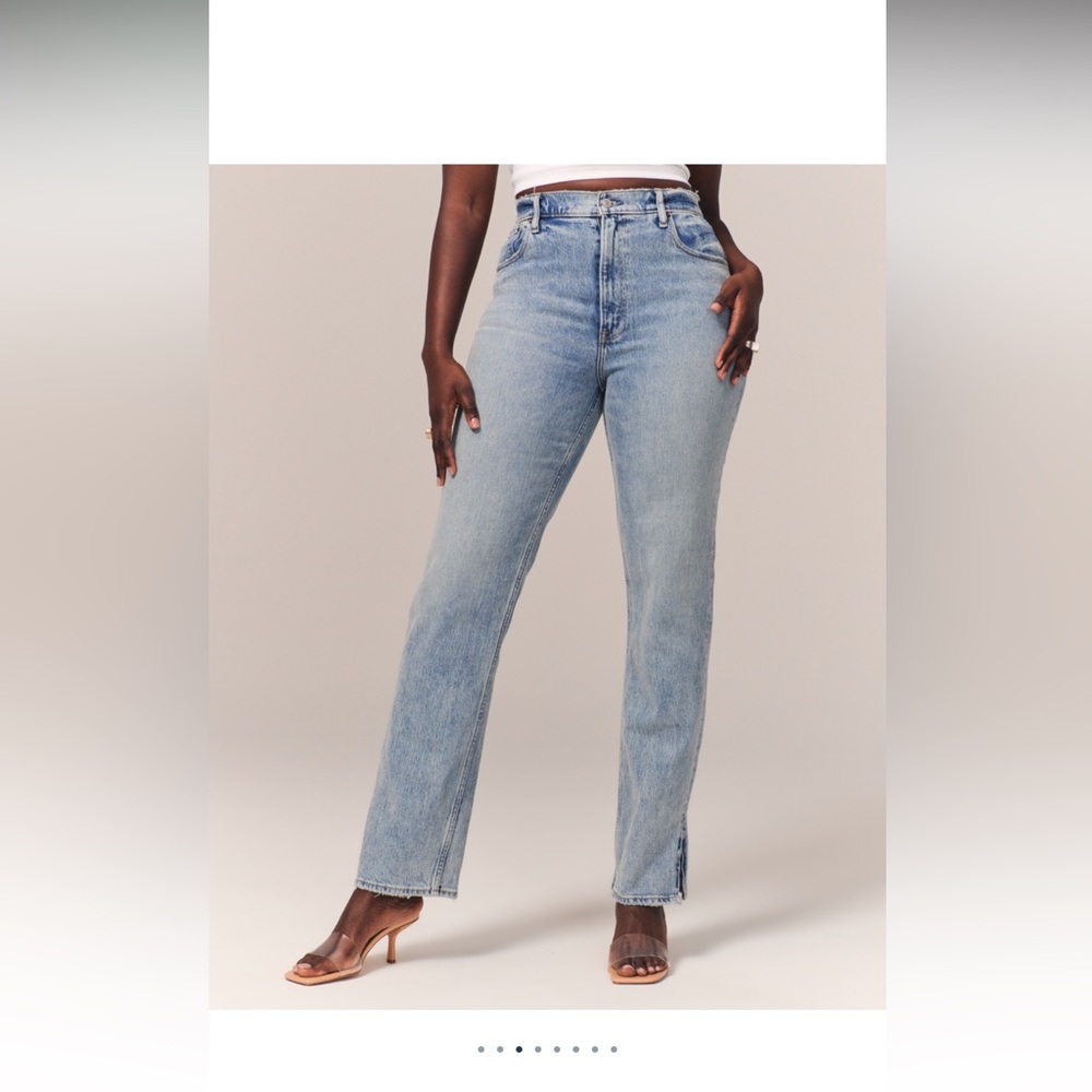 Abercrombie curve love ultra high rise 90s straight jean 28/6 long